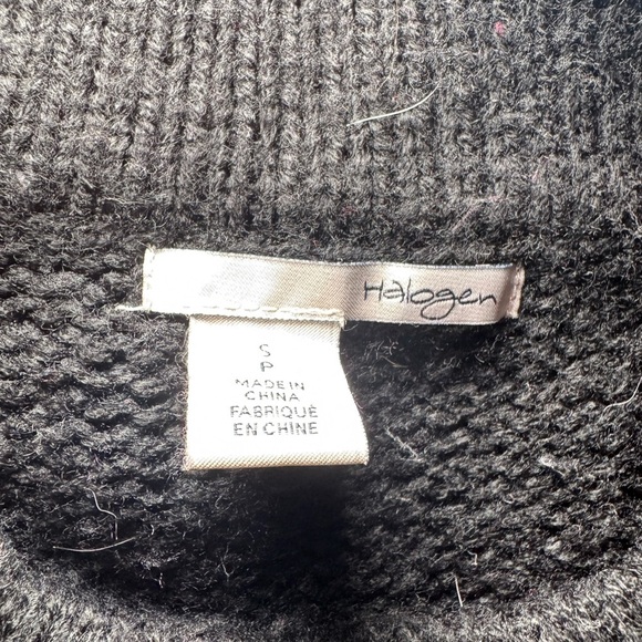 Halogen Black Gray Stripe Fringe Knit Sweater Pullover Cozy Fall Winter S - Picture 5 of 6